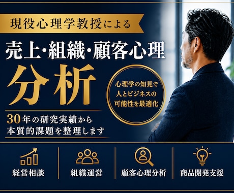 現役心理学教授が、売上・組織・顧客心理を分析します AIやコンサルでは捉えにくい、経営の「心理力学」を分析します イメージ1