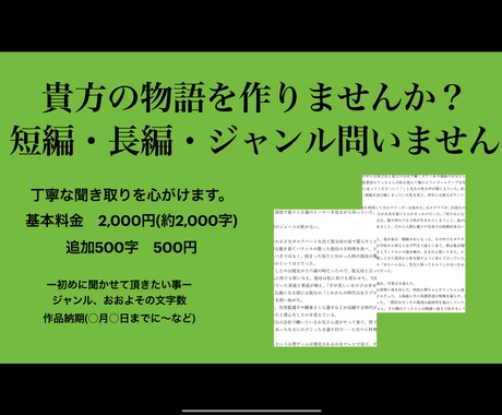 貴方だけのオリジナル小説作ります。ます こんなお話があったら良いのにを叶えます。 イメージ1