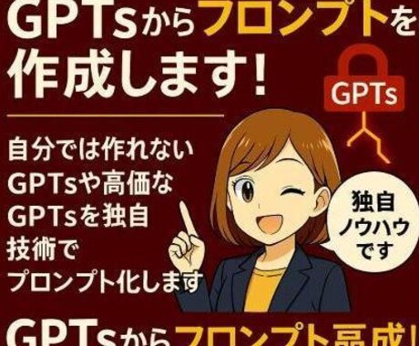 画期的サービス！GPTsからプロンプトを作成します 高再現・高精度！既存のGPTｓからプロンプトを作成します！ イメージ1