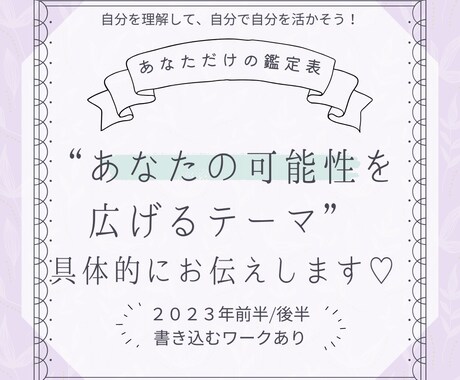 あなたの可能性を広げるテーマ、具体的にお伝えします 自分を理解して、自分を活かそう♪【あなただけの鑑定表】 イメージ1