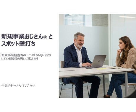 新規事業おじさん®がスポット壁打ちします 新規事業担当者の３つの「ない」に応えます イメージ1