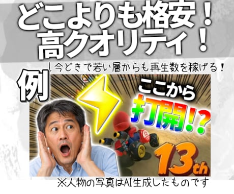 元ゲーム実況者が再生数が増すサムネイルを制作します ゲーム実況者歴2年の自分がサムネイルを安価で制作致します イメージ2