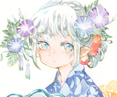 透明水彩でSNSアイコンをお描きします 植物と少女と美味しい癒しの和らぎライフを イメージ2