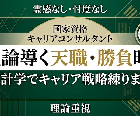 理論導く天職・勝負時。統計学でキャリア戦略練ります 頑張りどき、間違えてない？運気を可視化し、プロが最適解を明示 イメージ1