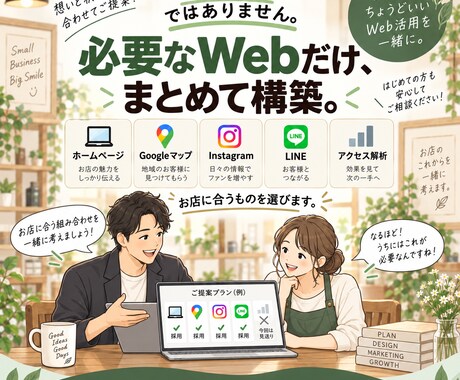 小さなお店のWeb環境をまるごと整えます HP・Googleマップ・導線・計測までまとめて構築します イメージ2