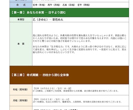 本当の姿を知りたい方へ、四柱推命の本格鑑定します 【ガイド付き】読み解ける四柱推命鑑定書を作成いたします イメージ2