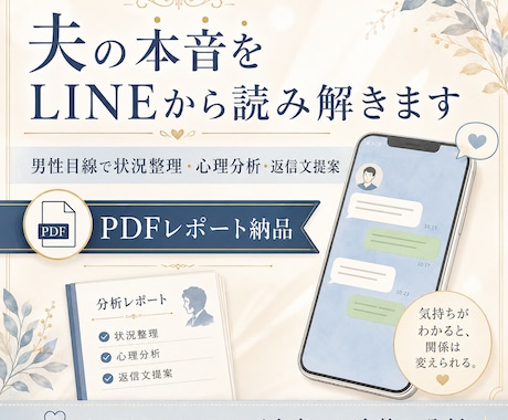 夫の本音をLINEから読み解きます 男性目線で状況整理と返信文を提案 イメージ1