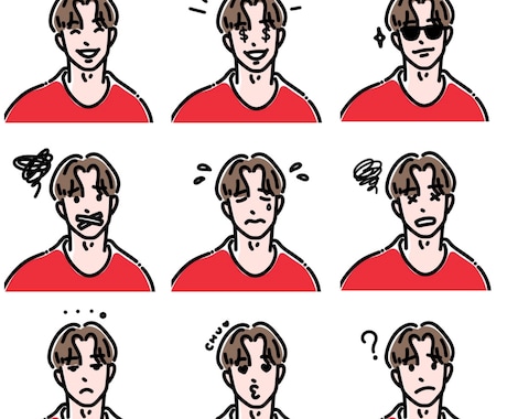 線画アイコン◆違う表情1つ¥500で追加できます ミニマルなオシャレ線画似顔絵アイコンイラストを作成します イメージ2