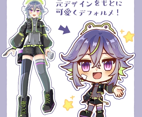かわいいデフォルメイラスト描きます SNS・動画配信・showroomでおススメのミニキャラ イメージ2
