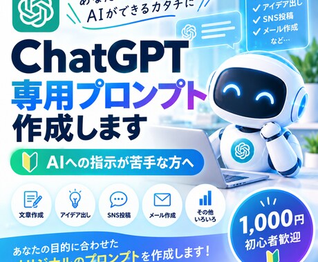 あなた専用のChatGPTプロンプトを作ります AIへの指示が苦手な方をサポートします イメージ1