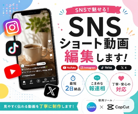 最短2日納品！ショート動画を作成します TikTok/YouTube/Instagram/X イメージ1
