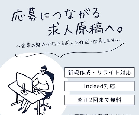 応募につながる求人原稿を作成します 企業の魅力を整理し、伝わる求人へ。 イメージ1