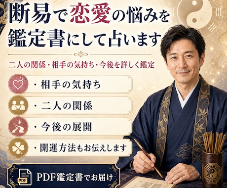 断易で恋愛の悩みを鑑定書にして占います 二人の関係・相手の気持ち・今後を詳しく鑑定 イメージ1
