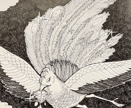 モノクロイラスト描きます 水性ペンで描く繊細で神秘的な世界 イメージ2