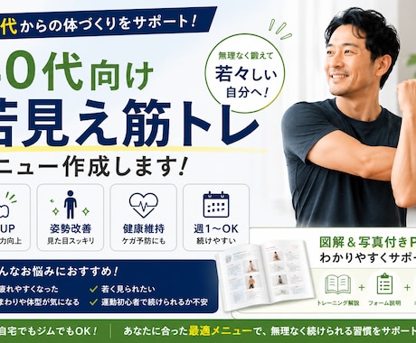 40代向け｜若見え筋トレ作成します 無理なく若々しい体づくりをサポートします！ イメージ1