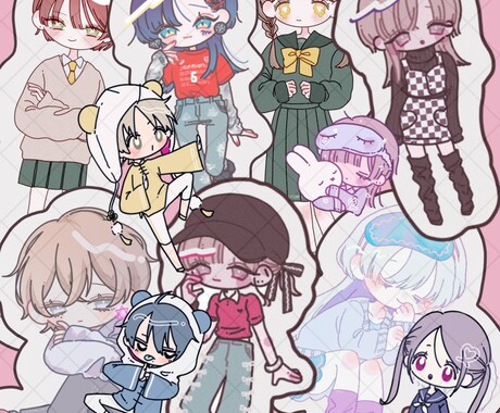 2.5~4頭身デフォルメ描きます ポーズ指定◎洋服描き込み◎のデフォルメイラストです！ イメージ1