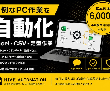面倒なPCの定型作業を自動化します Excel・CSVなどの繰り返し作業を効率化 イメージ1