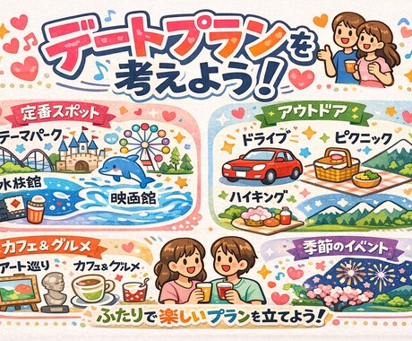 不安を具体的なプランで“成功率の高いデート”します デートは「センス」ではなく「準備」で決まります。 イメージ1