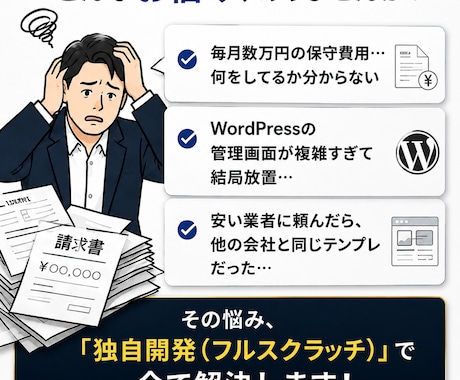 保守費0円！プロが完全オリジナルのWeb制作します 超簡単！編集画面で自社更新可！WordPressの不満を解決 イメージ2