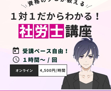 社労士試験対策のオンライン講義（個別指導）をします 現役の社労士がわかりやすく解説！学習法や学習相談も応じます！ イメージ1