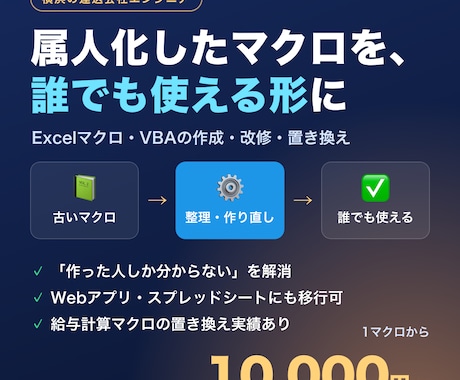 Excelマクロ・VBAの作成・置き換えをします イメージ1