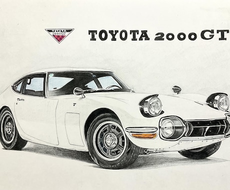 写真から車、バイクのリアルなイラストを描きます 色鉛筆で厚めのケント紙に描きます。 イメージ1