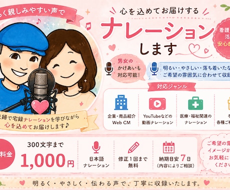 明るく親しみやすい声でナレーションします 看護師経験を活かした、安心感のある声をお届けします イメージ1