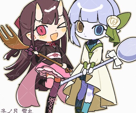 2〜5頭身くらいの可愛いイラストを描きます 可愛らしいデフォルメイラスト！ イメージ1