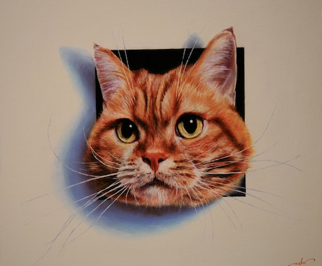 あなたのペットが色紙から【飛び出す絵】を描きます 参考画像のような色紙画面から飛び出して見えるアナログ画です イメージ2