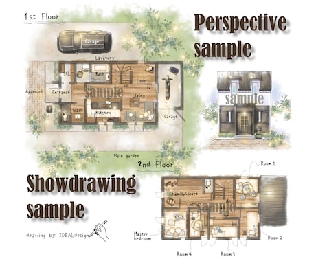 オシャレな手描き間取り図(戸建てVer.)承ります あなたのプランから魅力とオリジナリティを更に引き出します‼ イメージ2