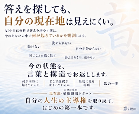 人生の現在地と選択の構造を観測しますます 答えを増やす前に、今の構造を見ます イメージ1