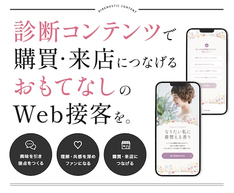 購買・来店につなげる診断コンテンツを制作します 診断コンテンツで、お客様との最初の会話をつくる イメージ1