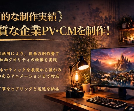AI映像制作。高品質なPV・CM動画を制作します AI制作指導500名超の技術力。高品質なPV・CMを丸投げで イメージ2
