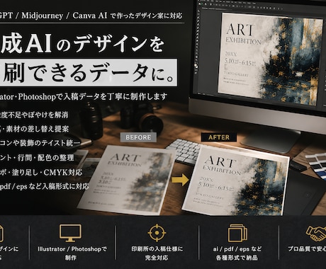 AIで作ったデザイン、印刷できるデータに仕上げます ChatGPT/Midjourney/Canva AI対応 イメージ1