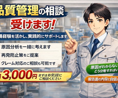 品質トラブル・不具合の原因分析を一緒に考えますます イメージ1
