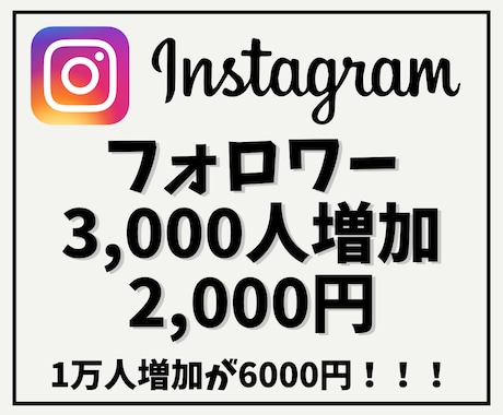 Instagramフォロワーを3000人増やします 【インスタ増加】他社より高ければご連絡ください！ イメージ1