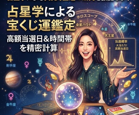 占星学による突発的金運の研究を披露します 占星学による宝くじ運鑑定　高額当選日＆時間帯を精密計算 イメージ1
