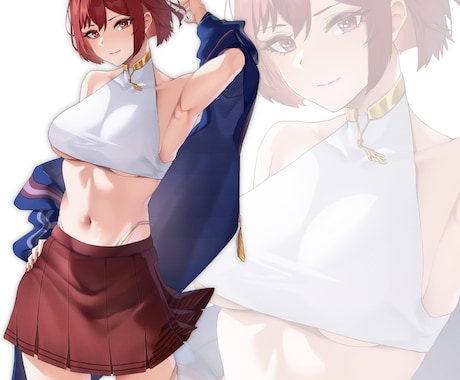 三面図、立ち絵、デザイン等を描きますます 綺麗系なかっこいい女性キャラを描きます！ イメージ1