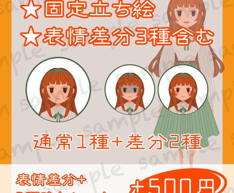 TRPGやゲーム向け全身立ち絵を描きます 表情差分3種込み！フラットポップなキャラ立ち絵 イメージ2