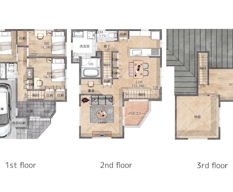 住宅の間取り図を作成します 民泊のリスティングや賃貸,リノベ,不動産広告にも使えます イメージ2