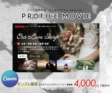 Netflix風！プロフィールムービーを制作します 動画データも挿入可！同デザインでウェルカムボードや席次表も。 イメージ1