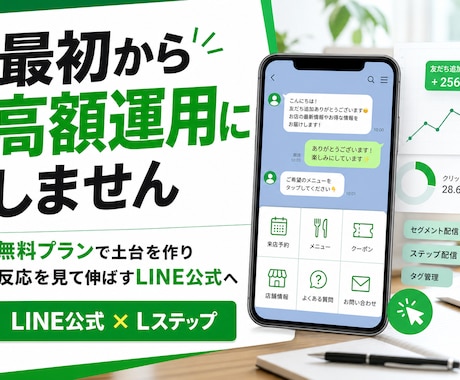 LINE公式を育てる導線に整えます 無料プランで始めて反応を見ながら改善 イメージ2