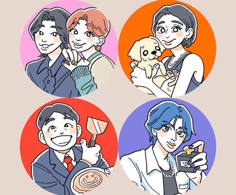 シンプルなアイコンイラスト作成いたします SNS、ブログ、名刺などにお使いいただけます イメージ1