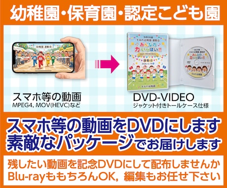 幼稚園イベントなどスマホ等の動画をDVDにします イメージ1