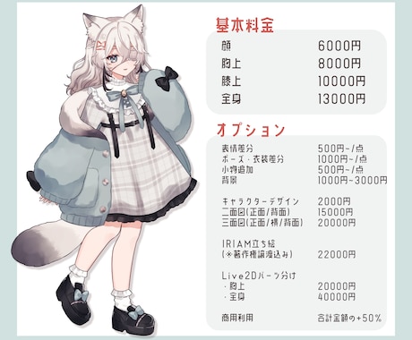 キャラクターデザイン・立ち絵制作します Vtuber/IRIAM/TRPGなどに！パーツ分け対応可 イメージ2