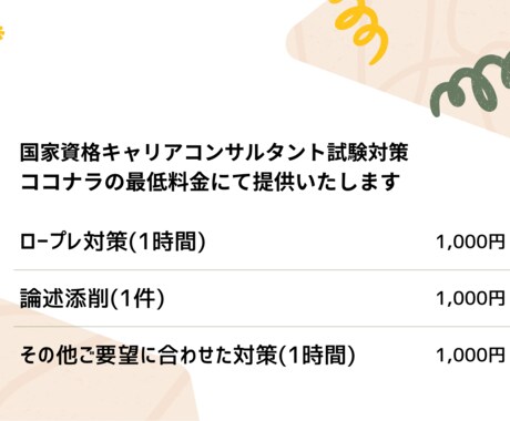 ロープレ対策を主に試験全般お手伝いいたします 低価格で合格レベルのサポートを提供いたします。 イメージ1