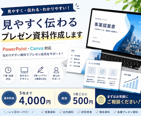 見やすく伝わる資料を作成します 伝わりやすく、見やすい資料作成でプレゼン成功をサポートします イメージ1