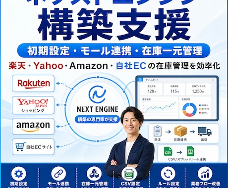ネクストエンジンの導入・商品登録・構築を支援します ネクストエンジンの導入から商品登録・運用構築までを丁寧に支援 イメージ1