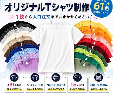 オリジナルTシャツを1枚から高品質プリントします 「写真・画像を送るだけ！1枚から対応」 イメージ1