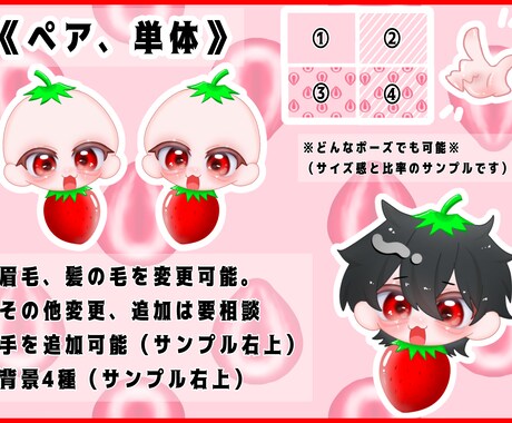 ちゅるんと可愛いミニキャラを描きます いちご量産！ちゅるんと可愛いミニキャラ作成！ イメージ2